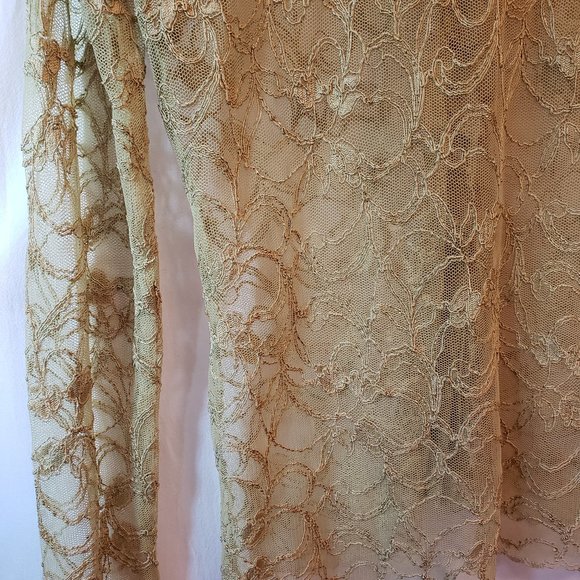 Unbranded Vtg Y2K Sage Green Collared Button Lace Mesh Dress Shirt Top S M 4 6 - Picture 10 of 10